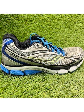 Saucony‎ ProGrid Omni 11 Mens Size 10 Gray Blue Athletic Running Shoes Sneakers